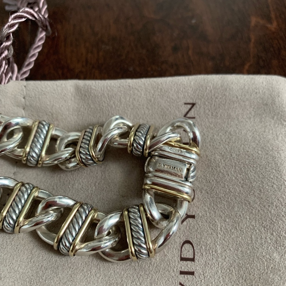 David Yurman Two-Tone Sterling & 18k Gold Madison Link Bracelet - Picture 8 of 11